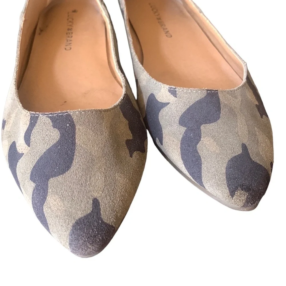 Lucky Brand Camo Bylando Leather Ballet Flat Size‎ 7.5